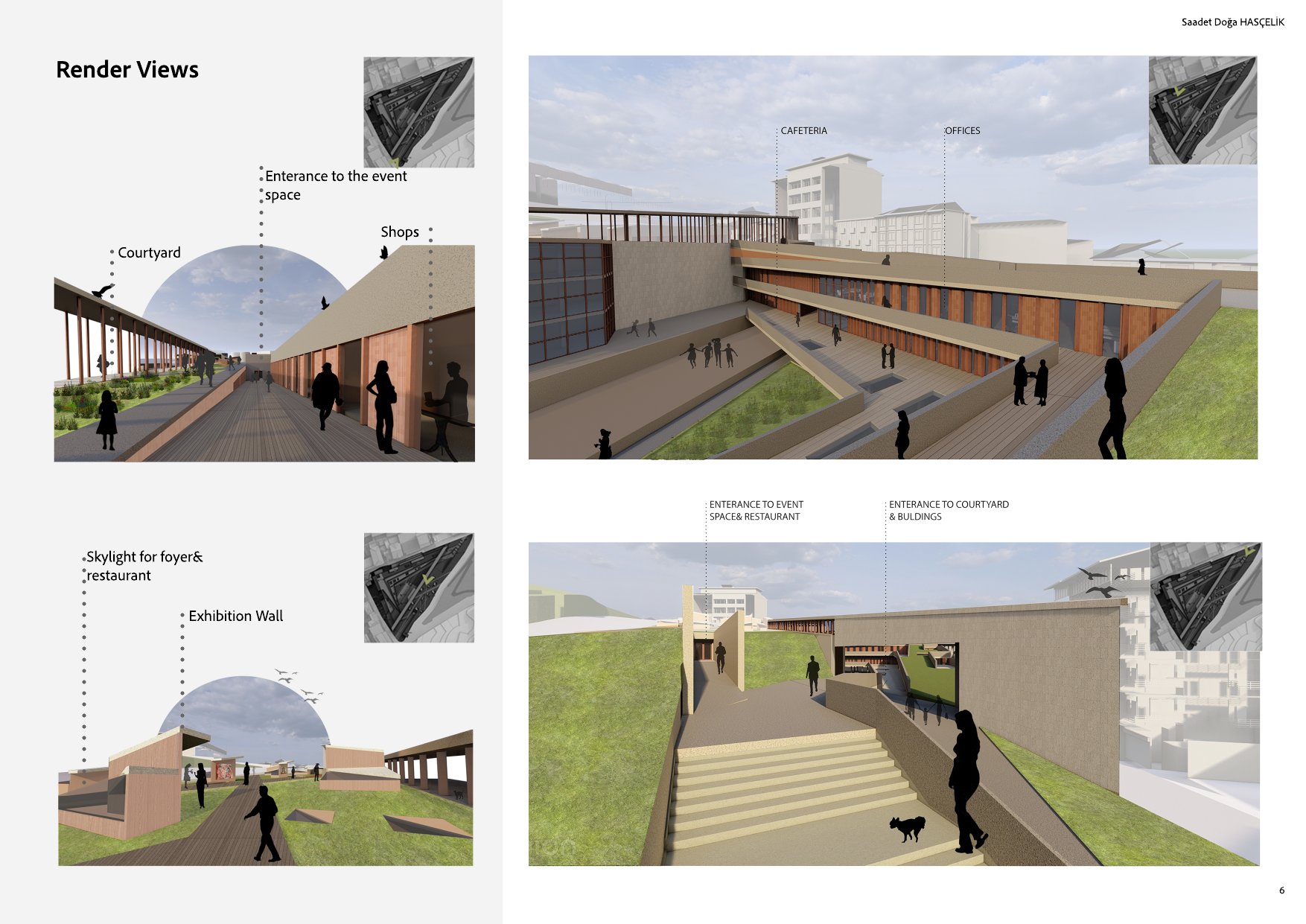 Heritage Ankara, render views of the courtyard and terraces