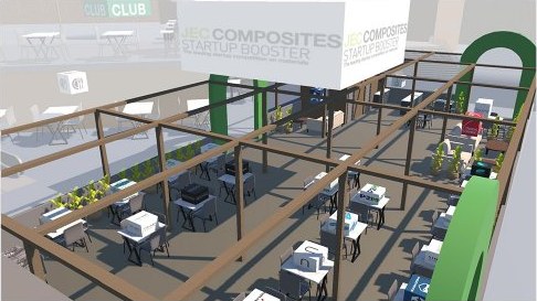 JEC World Startup Area, 3D render of the exhibition space with startup booths